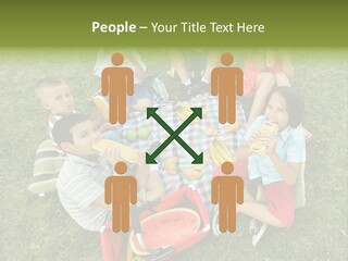 A Group Of Children Sitting On A Blanket Eating Food PowerPoint Template