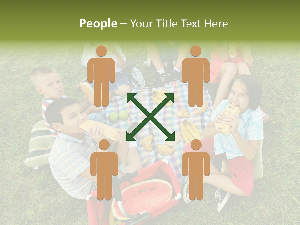A Group Of Children Sitting On A Blanket Eating Food PowerPoint Template