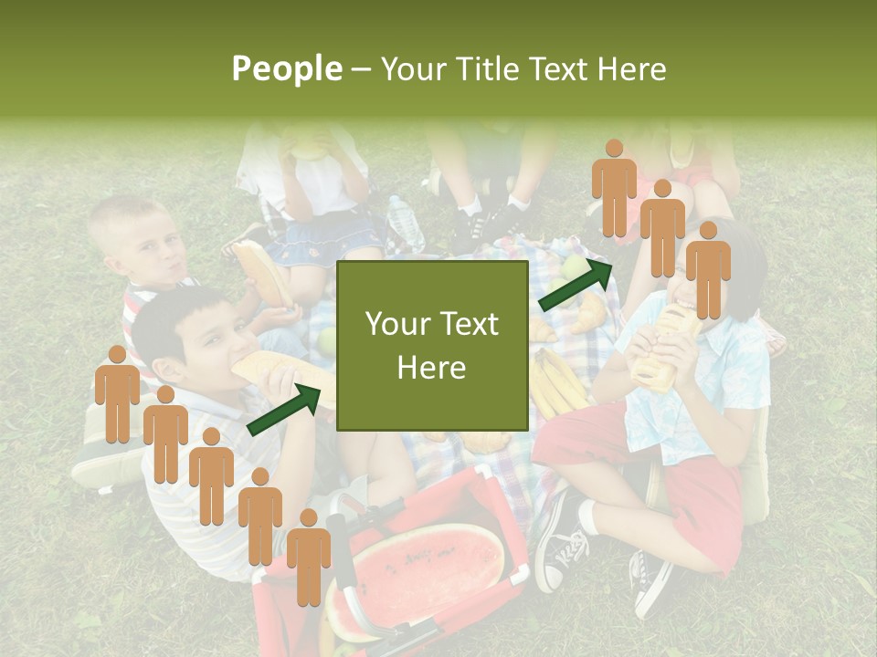 A Group Of Children Sitting On A Blanket Eating Food PowerPoint Template