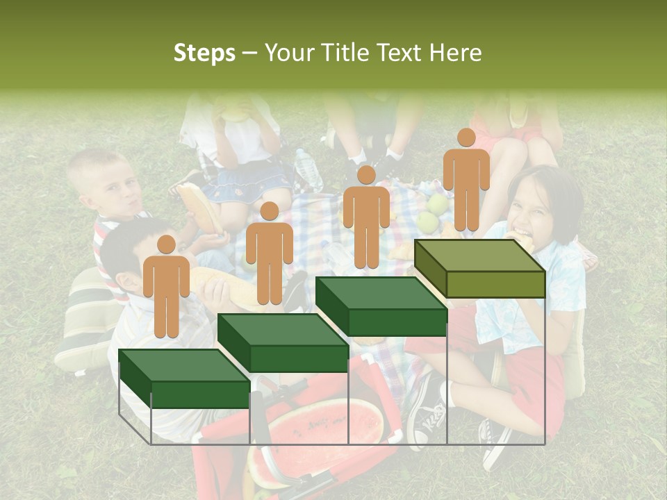 A Group Of Children Sitting On A Blanket Eating Food PowerPoint Template