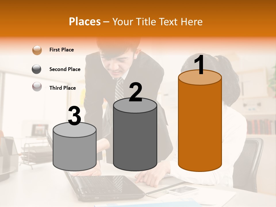 A Couple Of People That Are Looking At A Laptop PowerPoint Template