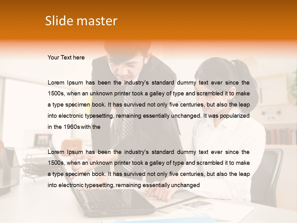 A Couple Of People That Are Looking At A Laptop PowerPoint Template