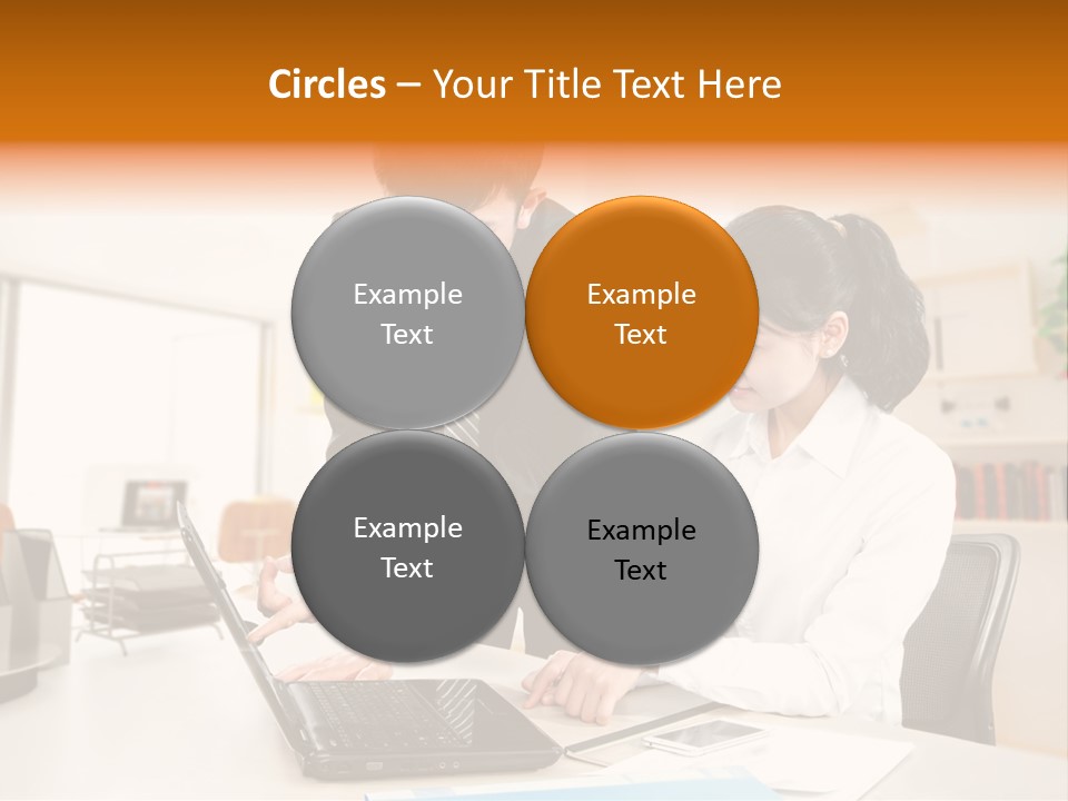 A Couple Of People That Are Looking At A Laptop PowerPoint Template