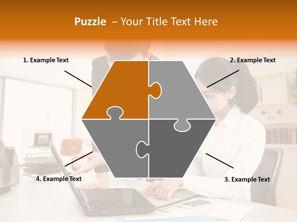 A Couple Of People That Are Looking At A Laptop PowerPoint Template