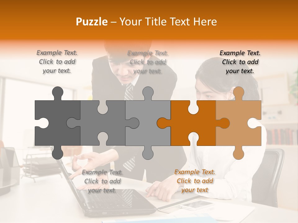 A Couple Of People That Are Looking At A Laptop PowerPoint Template