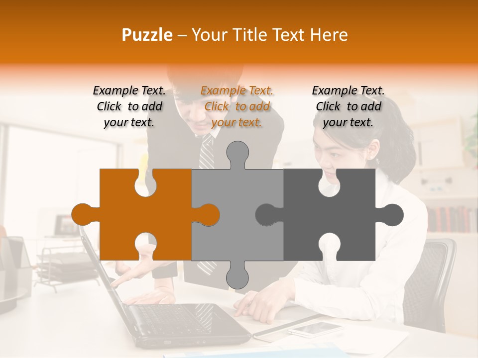 A Couple Of People That Are Looking At A Laptop PowerPoint Template