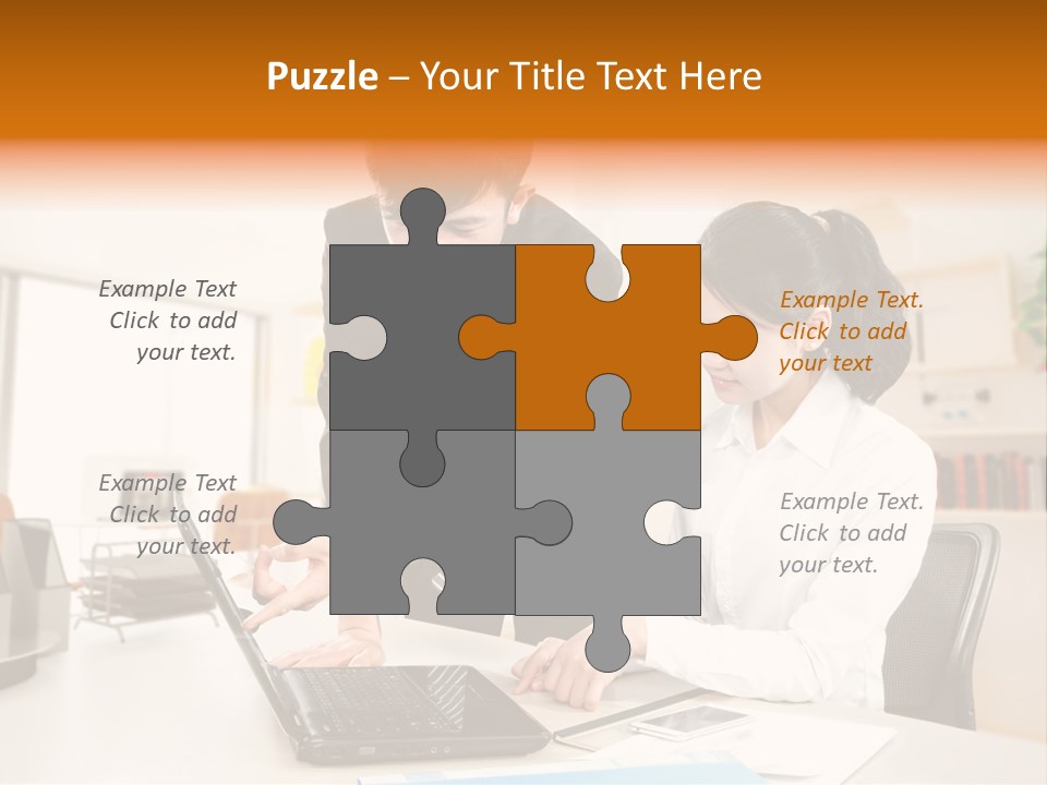 A Couple Of People That Are Looking At A Laptop PowerPoint Template