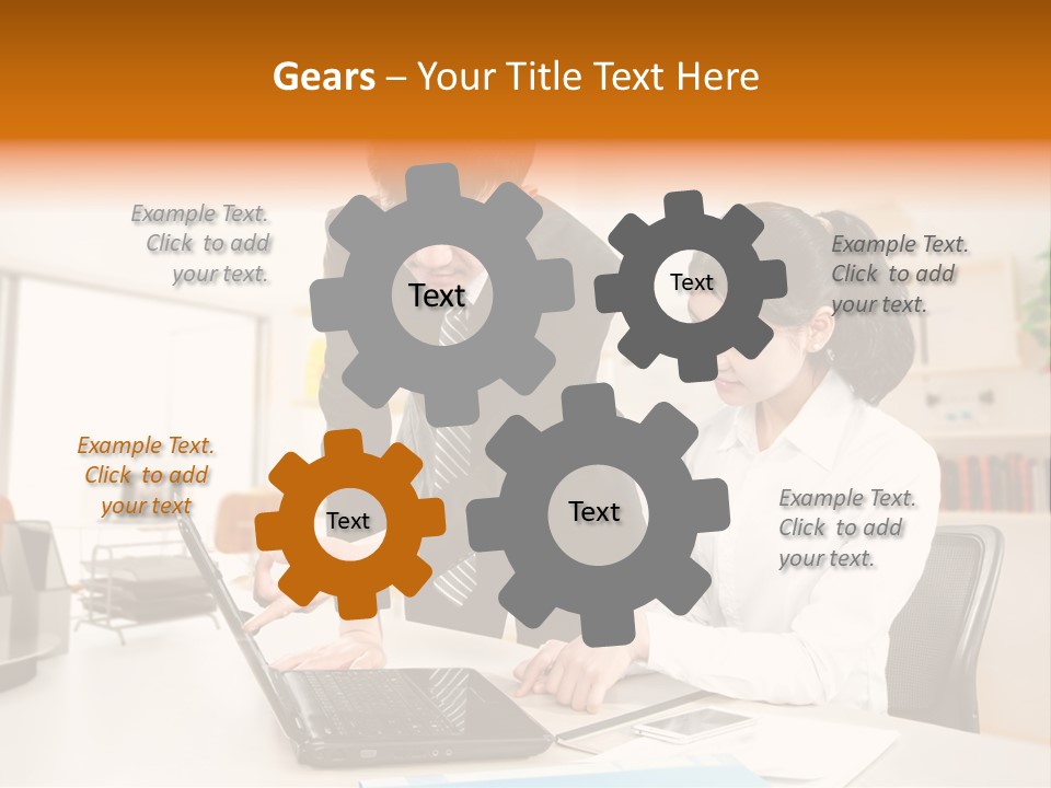 A Couple Of People That Are Looking At A Laptop PowerPoint Template