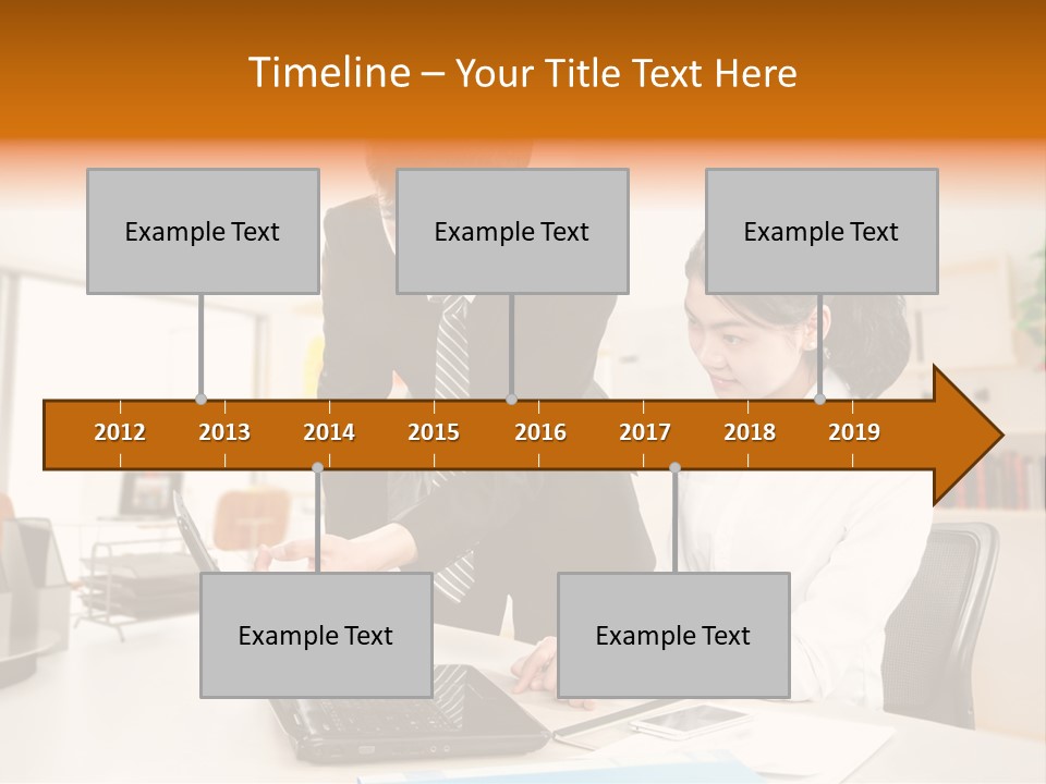 A Couple Of People That Are Looking At A Laptop PowerPoint Template