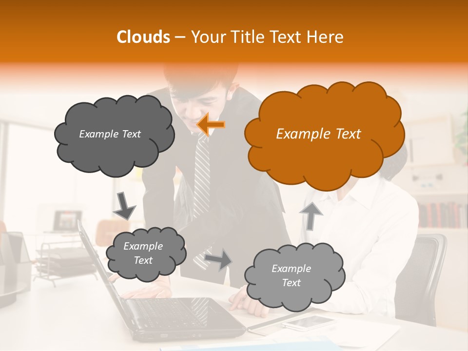 A Couple Of People That Are Looking At A Laptop PowerPoint Template