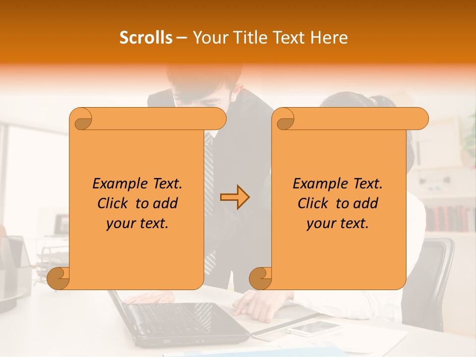 A Couple Of People That Are Looking At A Laptop PowerPoint Template