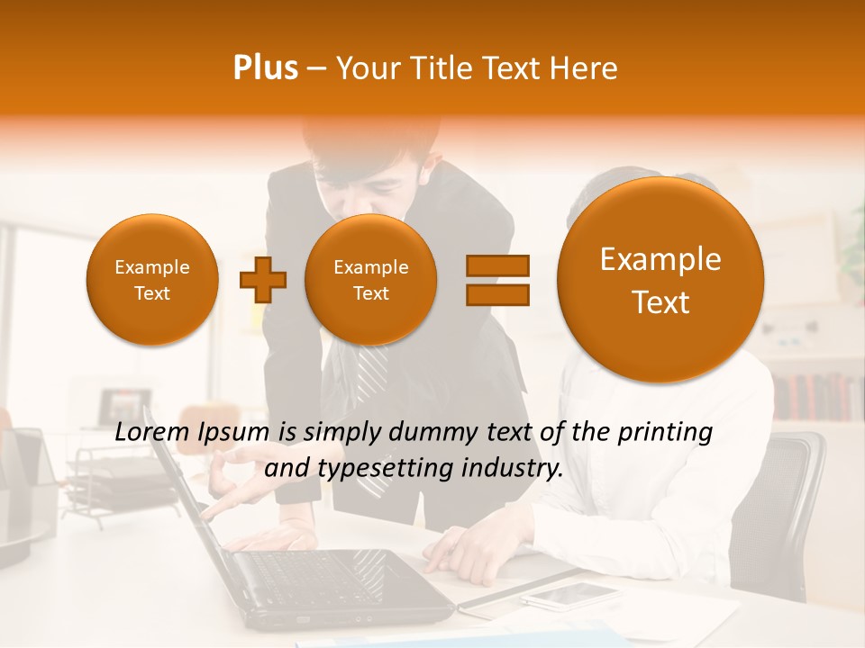 A Couple Of People That Are Looking At A Laptop PowerPoint Template