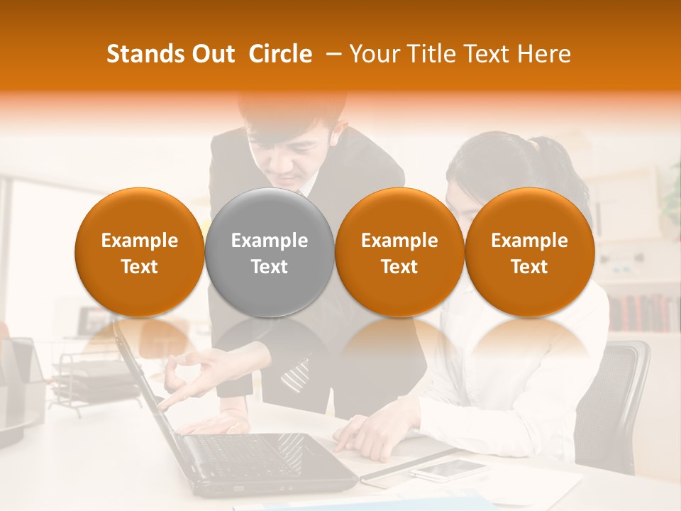 A Couple Of People That Are Looking At A Laptop PowerPoint Template