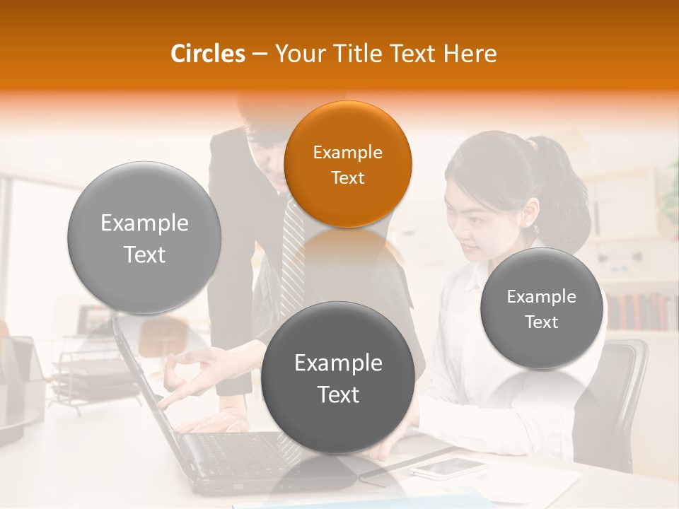 A Couple Of People That Are Looking At A Laptop PowerPoint Template