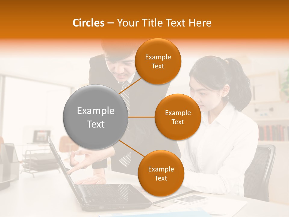 A Couple Of People That Are Looking At A Laptop PowerPoint Template