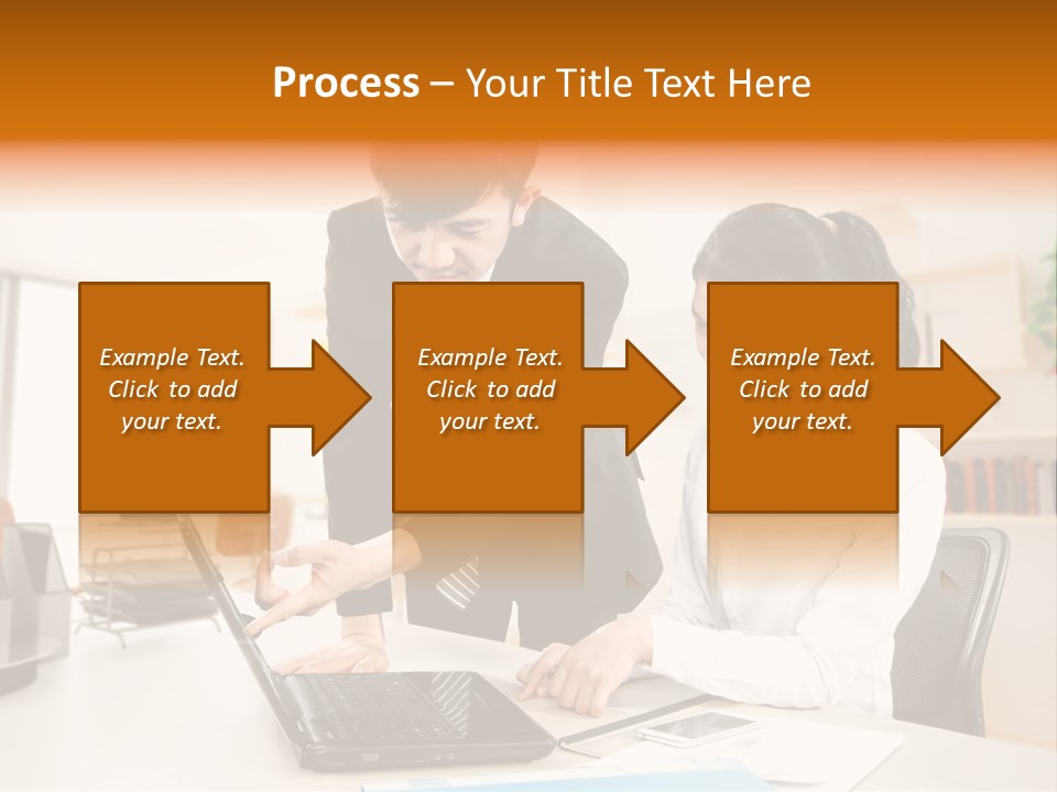 A Couple Of People That Are Looking At A Laptop PowerPoint Template