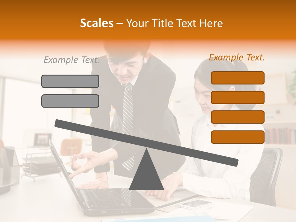A Couple Of People That Are Looking At A Laptop PowerPoint Template