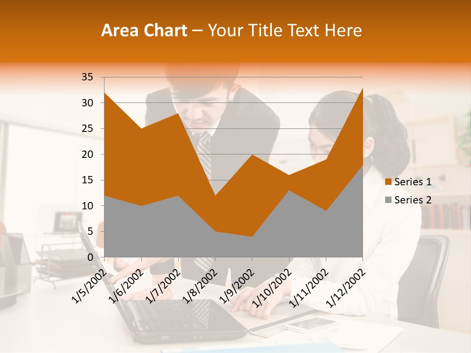 A Couple Of People That Are Looking At A Laptop PowerPoint Template