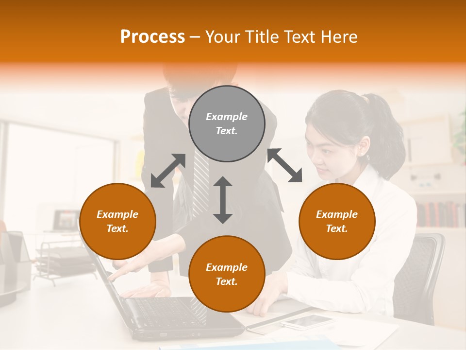 A Couple Of People That Are Looking At A Laptop PowerPoint Template