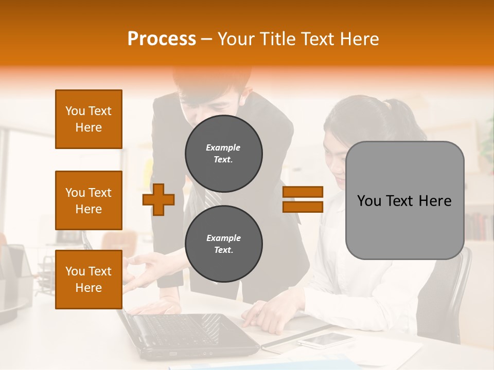 A Couple Of People That Are Looking At A Laptop PowerPoint Template