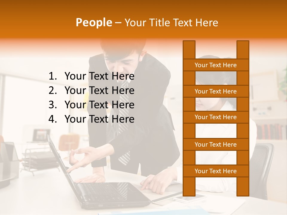 A Couple Of People That Are Looking At A Laptop PowerPoint Template