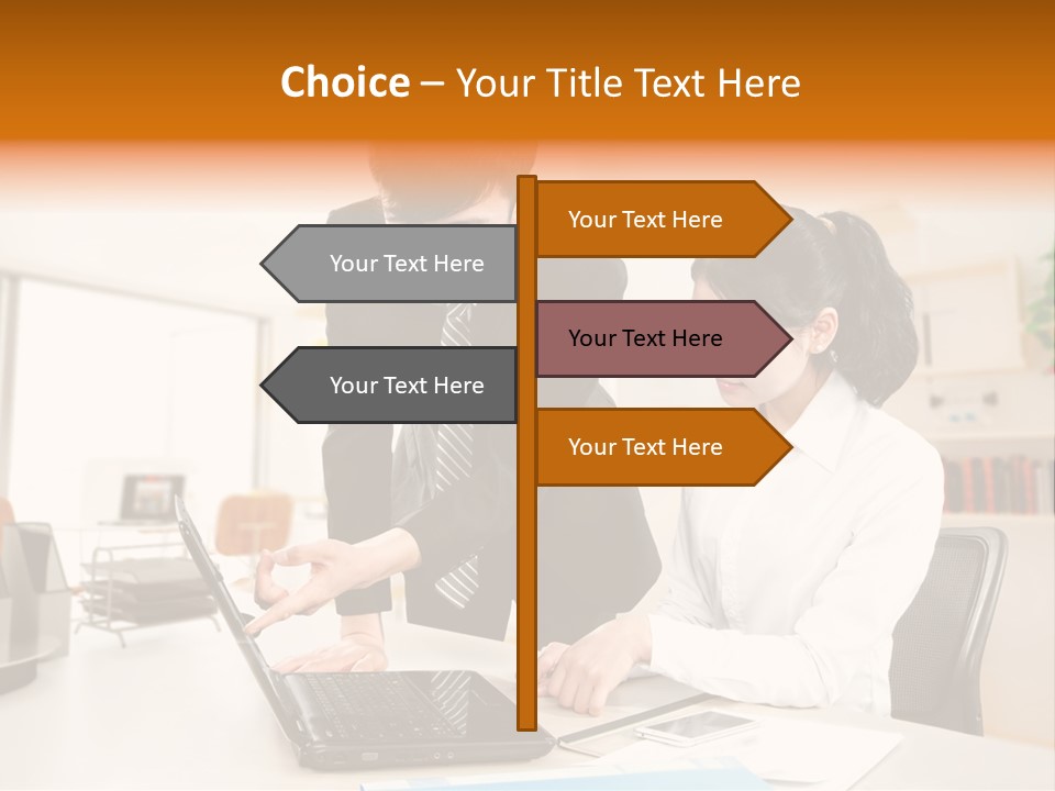 A Couple Of People That Are Looking At A Laptop PowerPoint Template