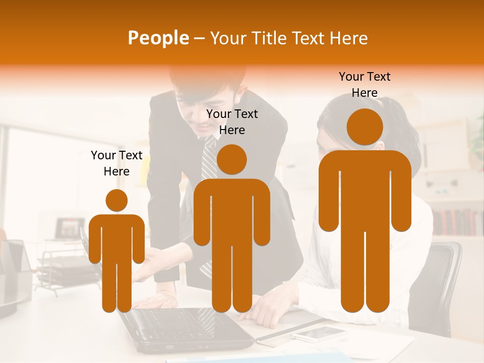 A Couple Of People That Are Looking At A Laptop PowerPoint Template