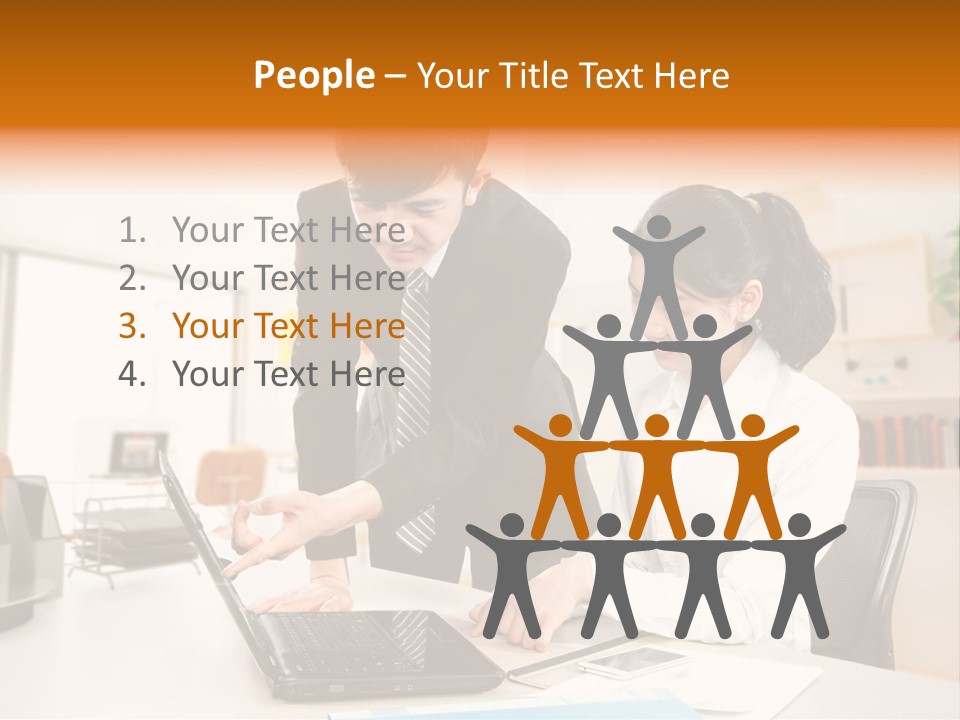 A Couple Of People That Are Looking At A Laptop PowerPoint Template