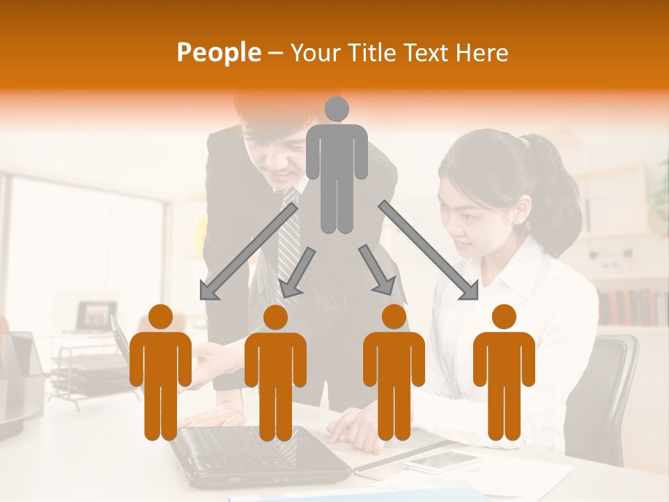 A Couple Of People That Are Looking At A Laptop PowerPoint Template