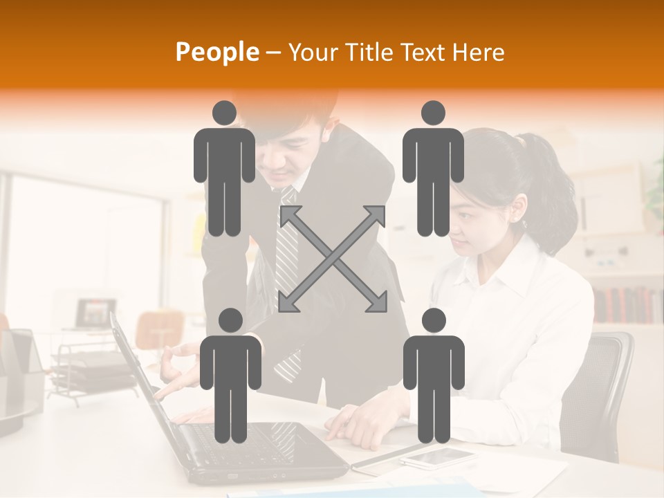 A Couple Of People That Are Looking At A Laptop PowerPoint Template