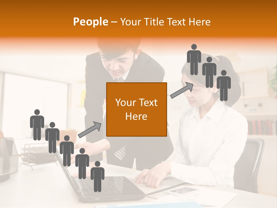 A Couple Of People That Are Looking At A Laptop PowerPoint Template