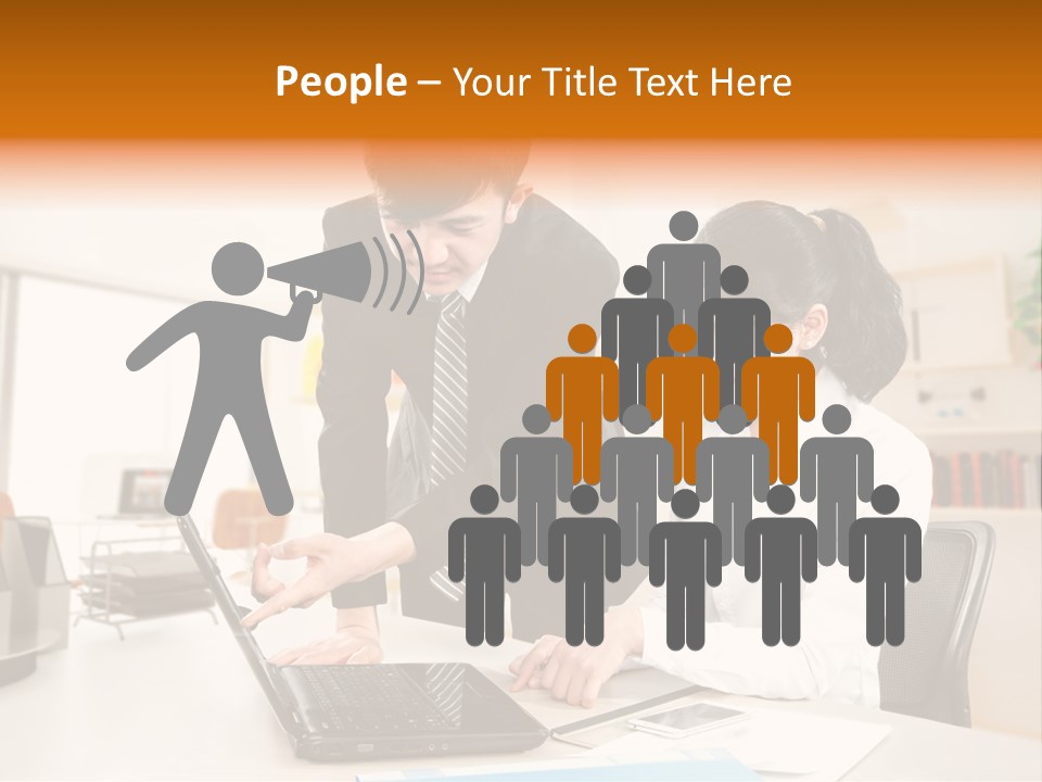 A Couple Of People That Are Looking At A Laptop PowerPoint Template