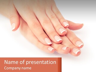 A Woman's Hands With French Manies On Them PowerPoint Template