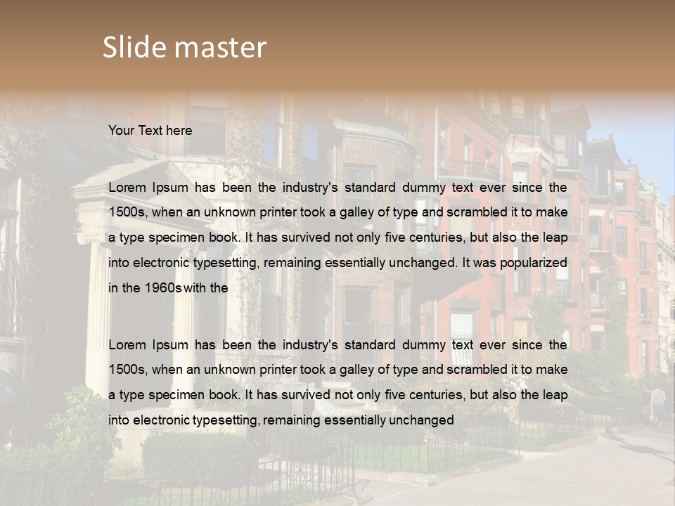 A Row Of Houses With A Fence In Front Of Them PowerPoint Template