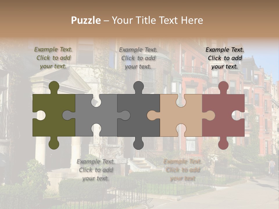 A Row Of Houses With A Fence In Front Of Them PowerPoint Template