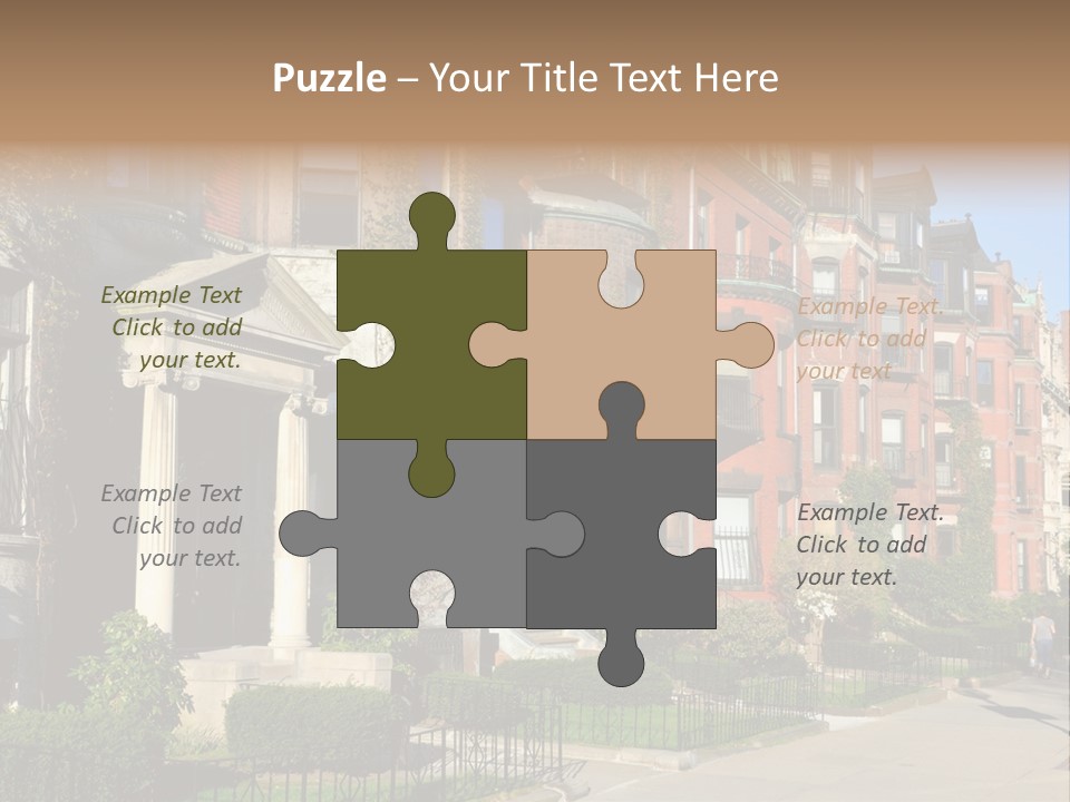 A Row Of Houses With A Fence In Front Of Them PowerPoint Template