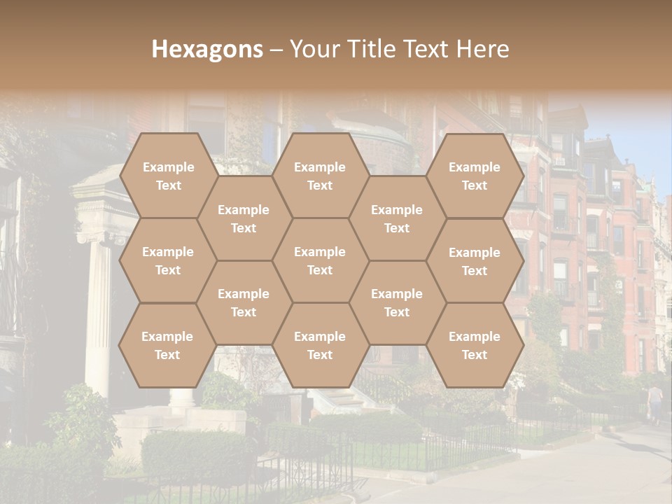 A Row Of Houses With A Fence In Front Of Them PowerPoint Template