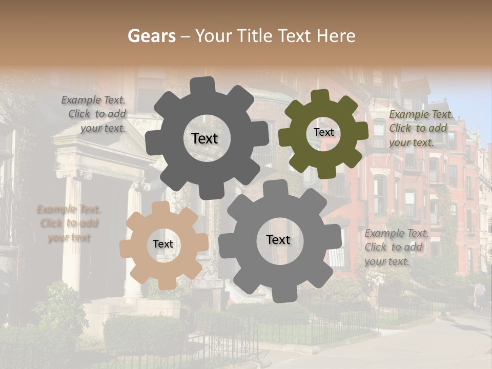 A Row Of Houses With A Fence In Front Of Them PowerPoint Template