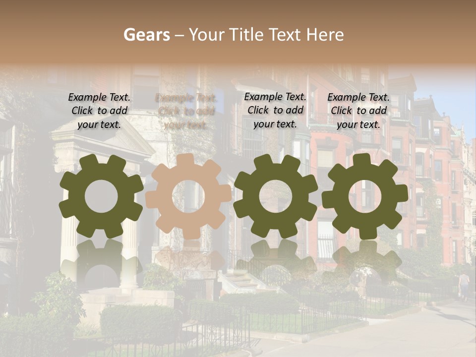 A Row Of Houses With A Fence In Front Of Them PowerPoint Template