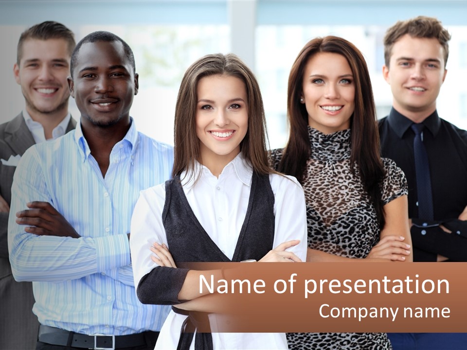 A Group Of People Standing Together With Their Arms Crossed PowerPoint Template