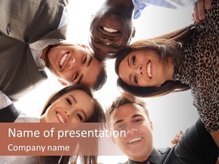 A Group Of People Standing Together In A Circle PowerPoint Template