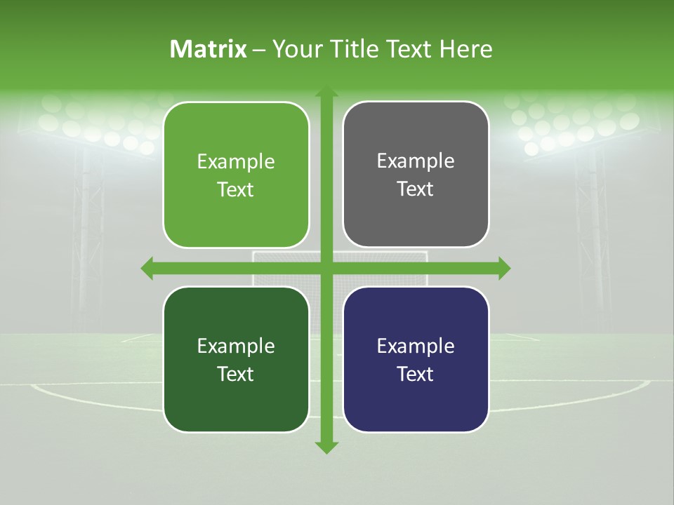 A Soccer Field With A Goal And Lights On It PowerPoint Template