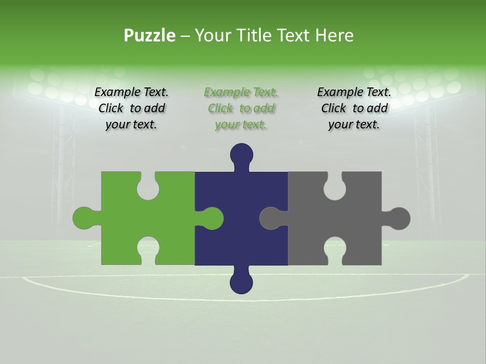 A Soccer Field With A Goal And Lights On It PowerPoint Template