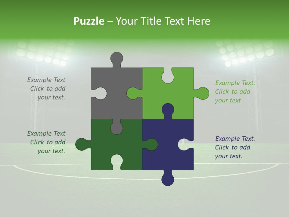 A Soccer Field With A Goal And Lights On It PowerPoint Template