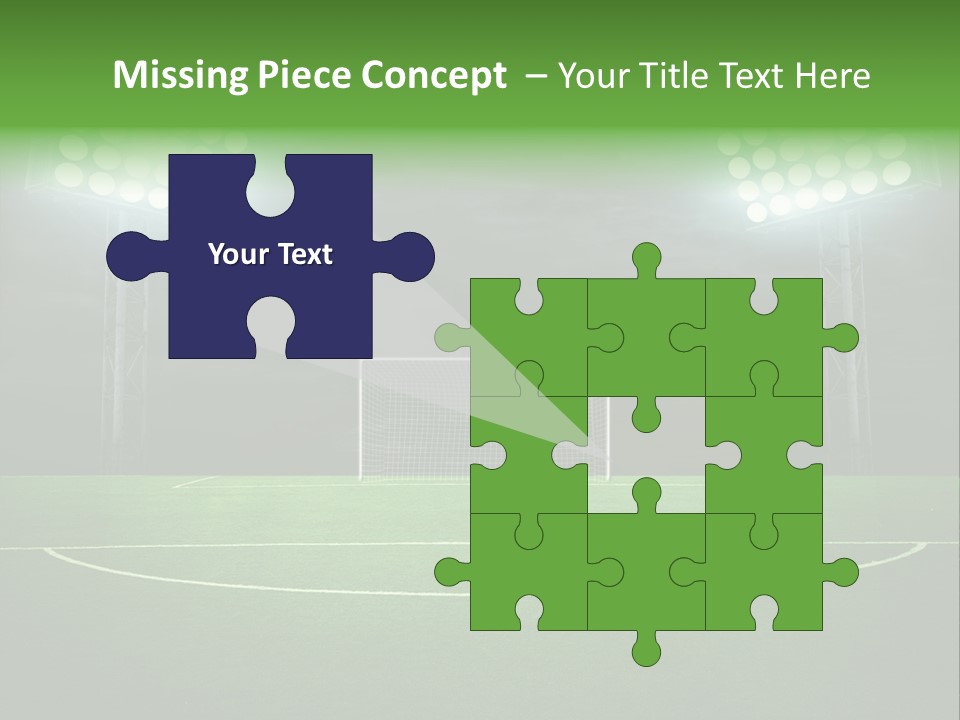 A Soccer Field With A Goal And Lights On It PowerPoint Template