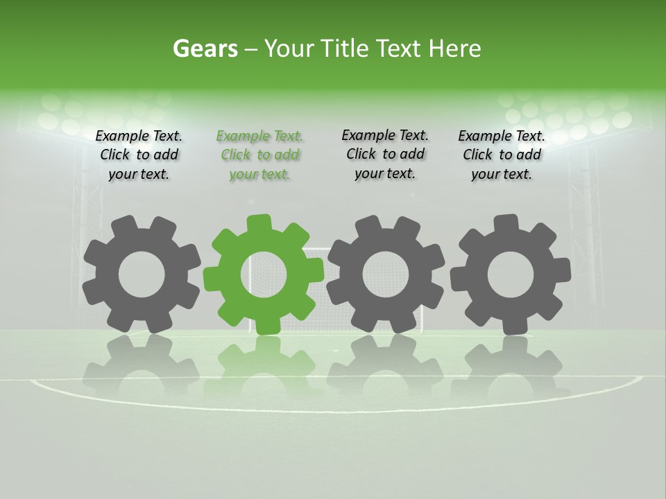 A Soccer Field With A Goal And Lights On It PowerPoint Template