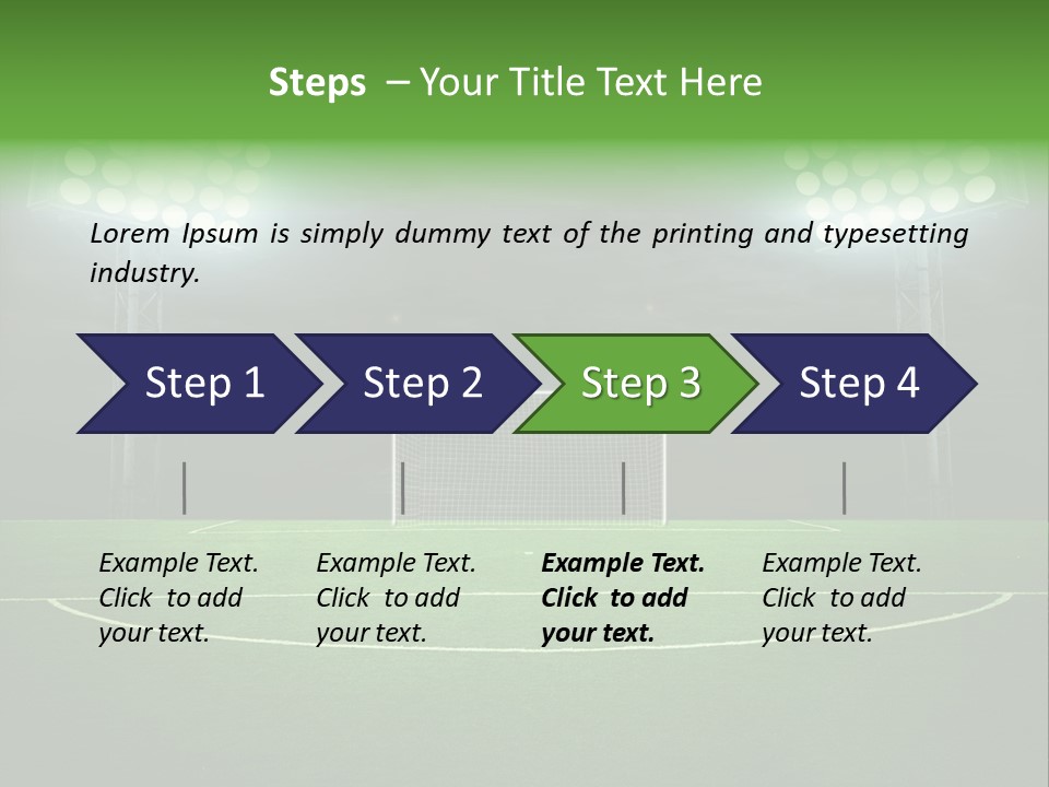A Soccer Field With A Goal And Lights On It PowerPoint Template