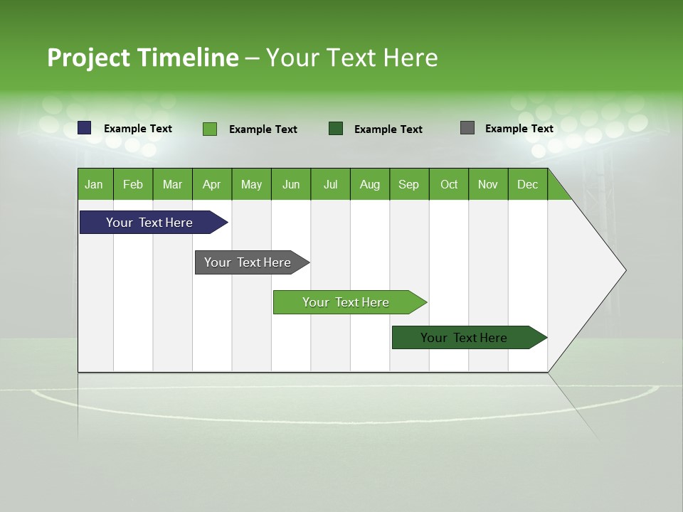A Soccer Field With A Goal And Lights On It PowerPoint Template