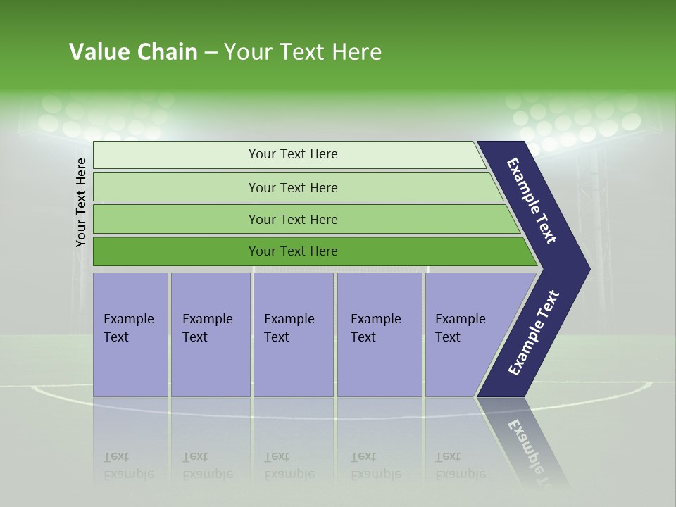 A Soccer Field With A Goal And Lights On It PowerPoint Template