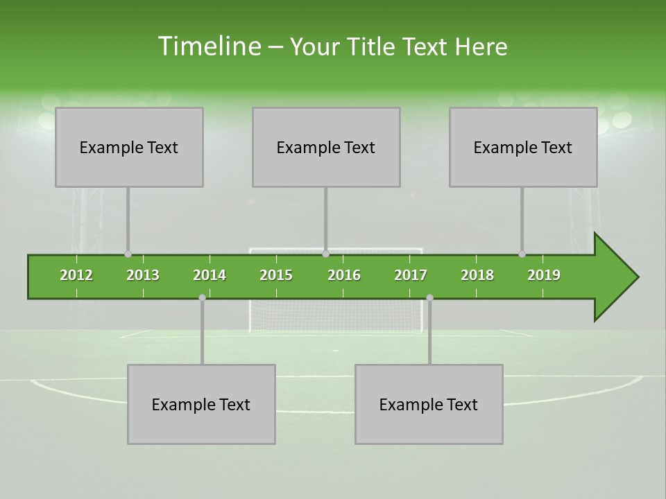A Soccer Field With A Goal And Lights On It PowerPoint Template